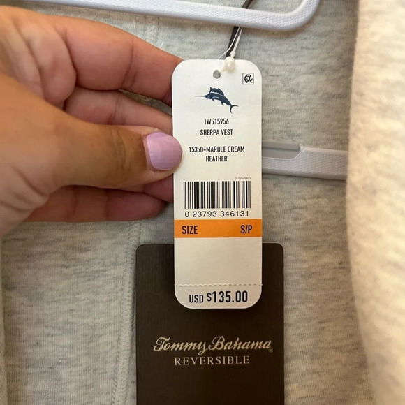 ! Tommy Bahama Reversible Vest Sherpa & Gray Heather - Picture 4 of 5
